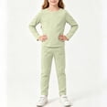 thumbnail image 6 of Agkizg Toddler Girls Clothing Set Solid 2 Piece Outfit Long Sleeve Tee Straight Leg Pants Casual Set, 6 of 6