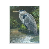 Stupell Industries Blue Heron at Water's Edge Animals Painting Unframed Art Print Wall Art, 11 x 14