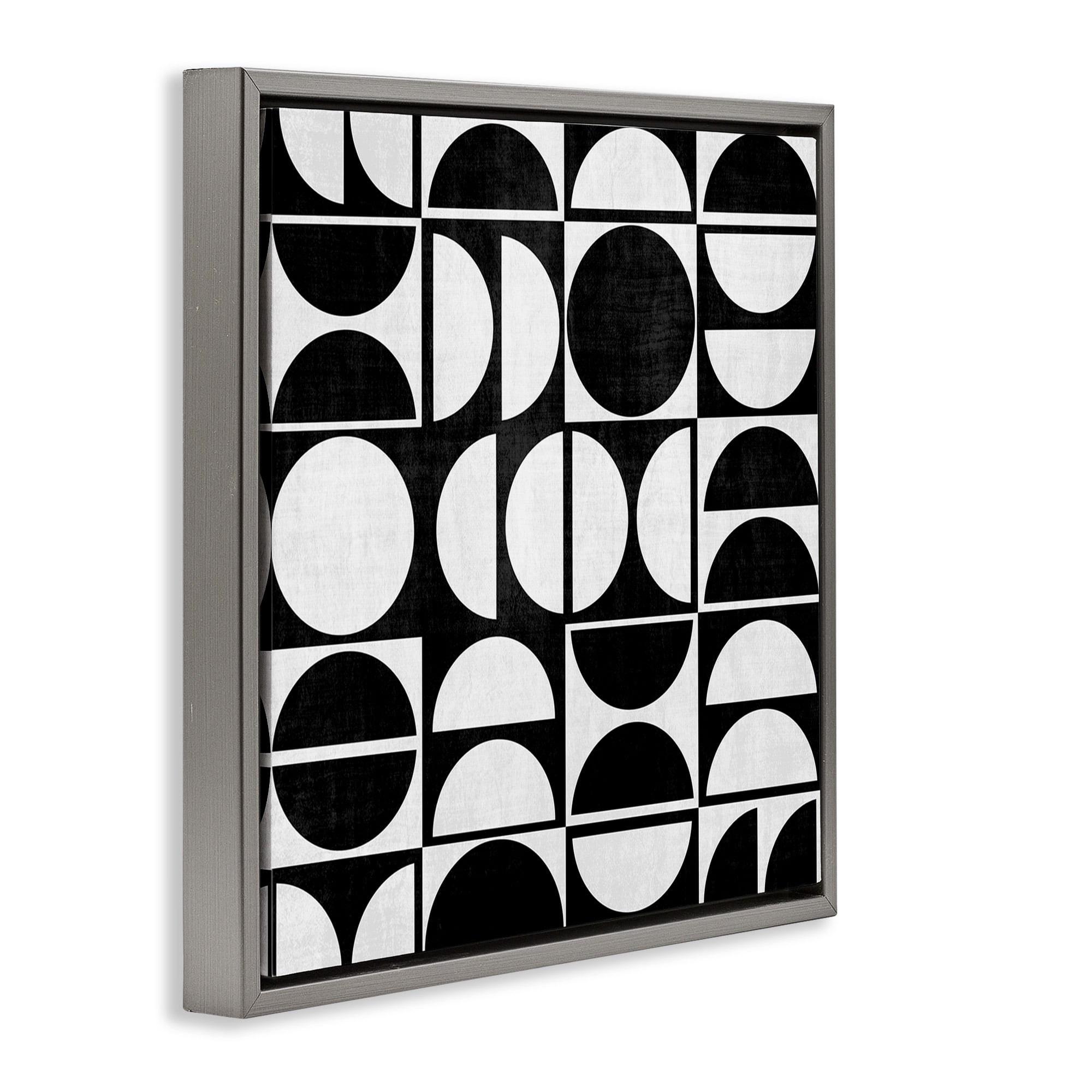 Stupell Industries Black & White Arch Pattern Abstract Painting Gray Floater Framed Canvas Art Print Wall Art, 25 x 25