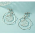 thumbnail image 4 of Clip on 2" silver wavy hoop earrings w/center silver glitter circle, 4 of 4