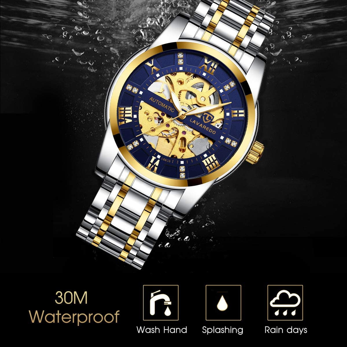 A ALPS Watches for man Automatic Mechanical Watches self Winding Man Watch with Stainless Steel Strap Business Watches Gift for Men
