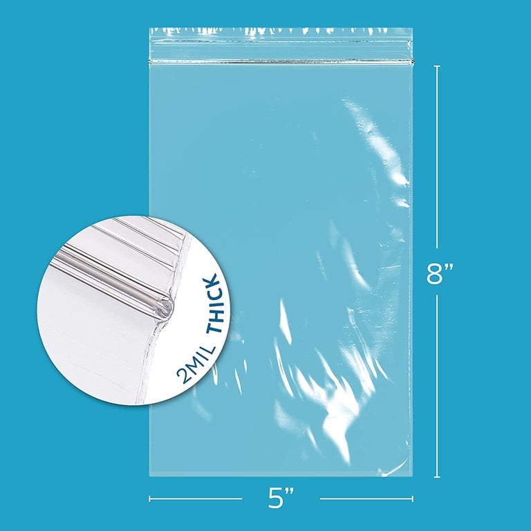 Secure Seal 5x8 Inch Reclosable Plastic Bags - 2 Mil Clear, Resealable Zipper (Pack Of 5,000)