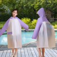 thumbnail image 1 of Kids' EVA Backpack Access Rain Poncho School Storm Commute Gear Extended Hood Shield Windproof Rainproof Cape Quick Dry Reusable 6-12 Years Light Violet 150, 1 of 6