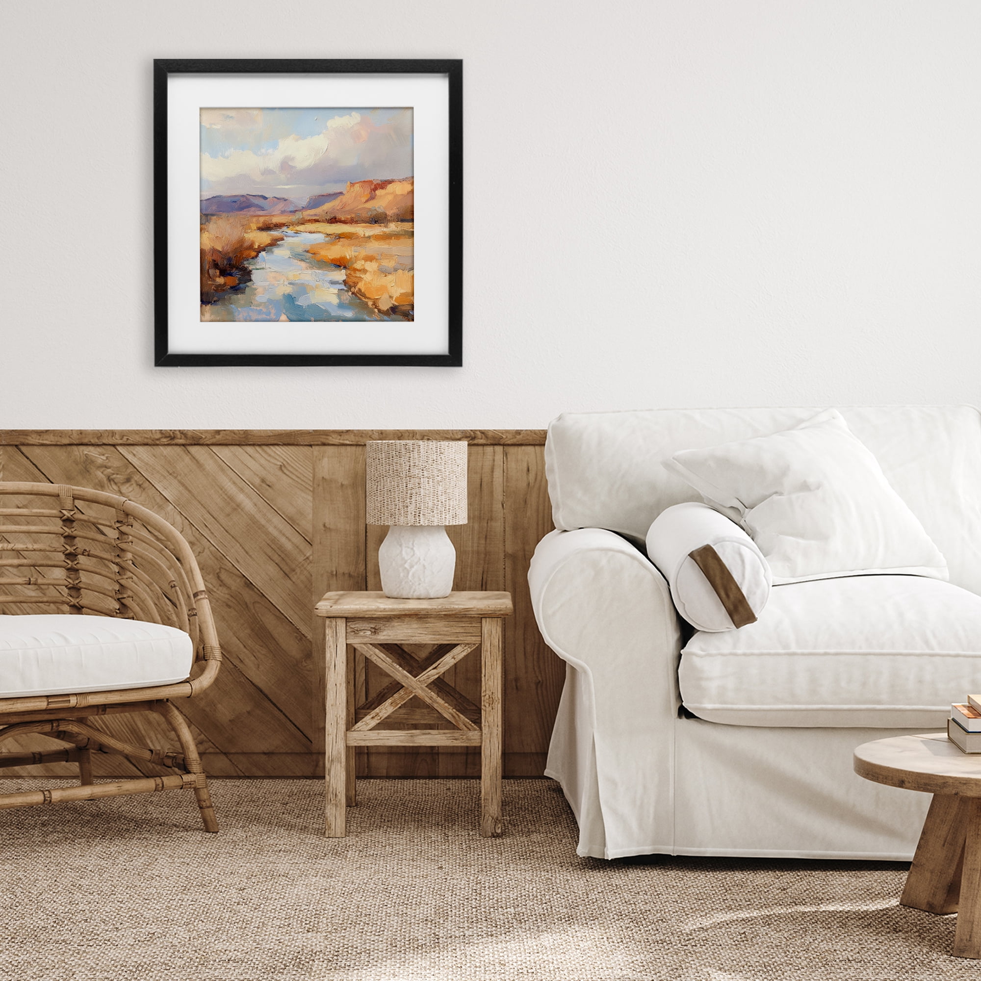 Stupell Industries Plateau River Evening Glow Black Framed Print Under Glass, design by Petal Prints Design