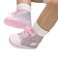 thumbnail image 3 of Siilsaa Shoes Canvas Sneakers Soft Sole High-Top Ankle First Walkers Crib Shoes Grey,5, 3 of 9