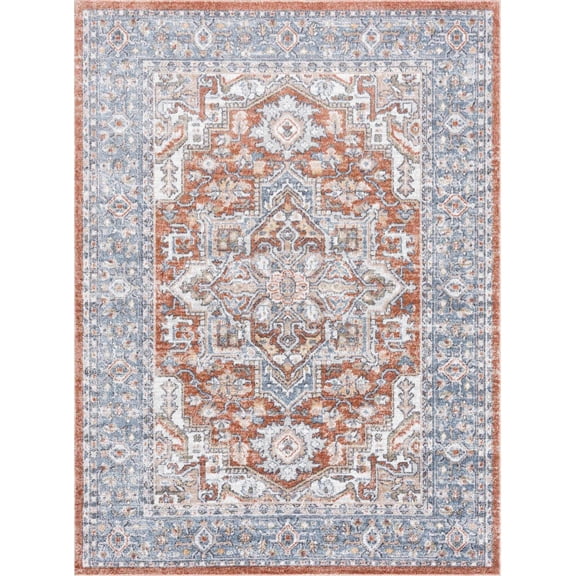 BoutiqueRugs Ember Traditional Area Rug - Machine Washable - Medium Gray, Gray, Navy - 2'2" x 3'9"