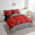 thumbnail image 3 of Feelyou Teens Red Dirt Bike Bedding Comforter Set 7 Pieces, Motorcycle Extreme Sport Full Bedding Set, Black White Buffalo Reversible Fitted Sheet Flat Sheet, Luxury Bedroom Decor, 3 of 7