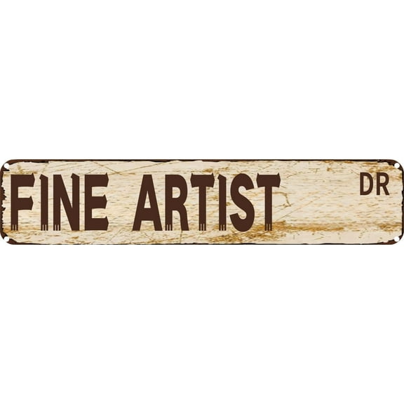 Vintage Tin Sign Retro Metal Wall Decor FINE ARTIST DR Rustic Aluminum Plaque for Home,Bar,Kitchen,Garage,Man Cave 4x16 Inch