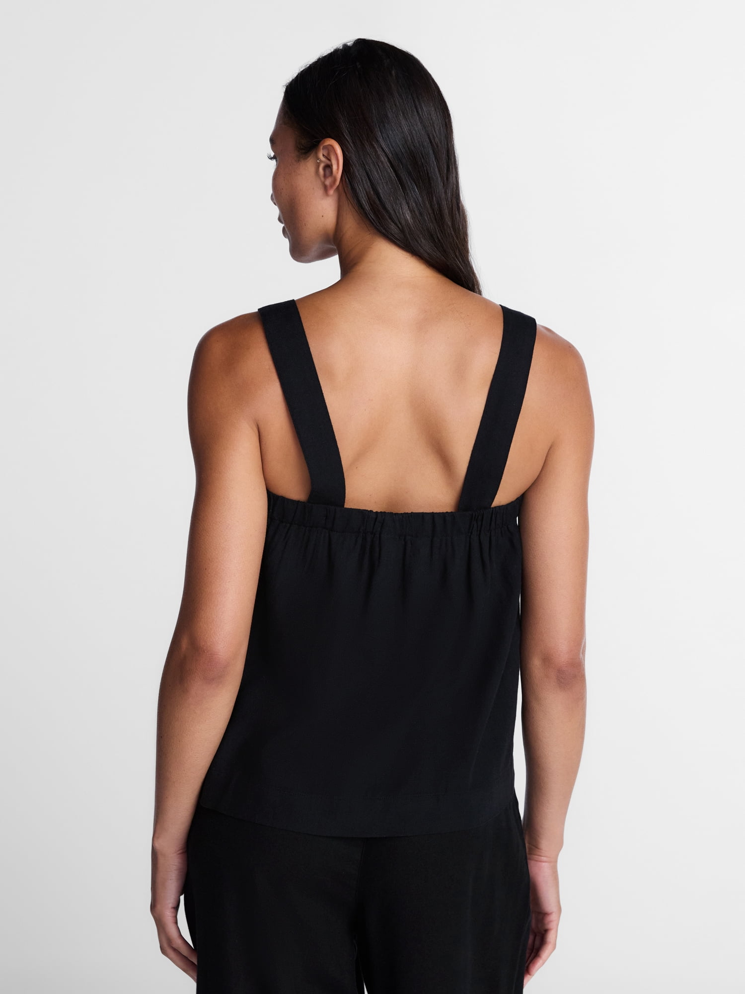 Time and Tru Women's Linen Blend Square Neck Tank Top, Sizes XS-XXXL