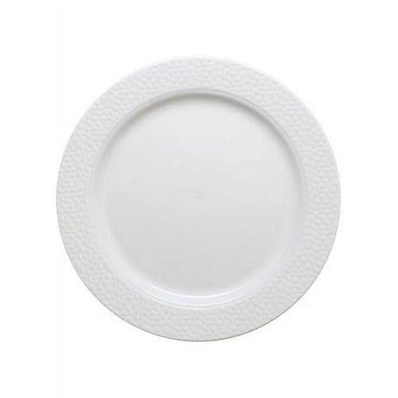 Hammered Collection 9" White w/ White Hammered Border Luncheon Plastic Plates 10ct.
