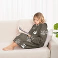 thumbnail image 4 of Brown Dog Paw Footprint Blanket Hoodies for Kids 6-13YR Oversize Wearable Blanket Hoodies for Boys Girls Teens, 4 of 7