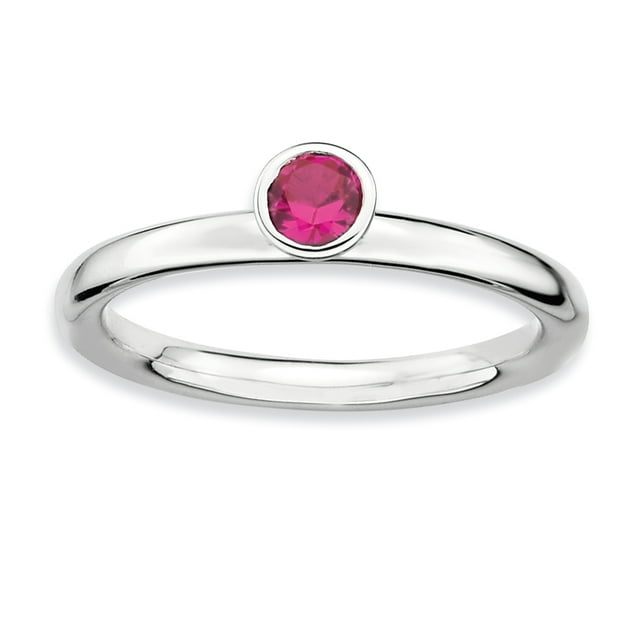 Bague Ronde en Argent Sterling Stackable Expressions Haute 4mm Rubis Taille 7