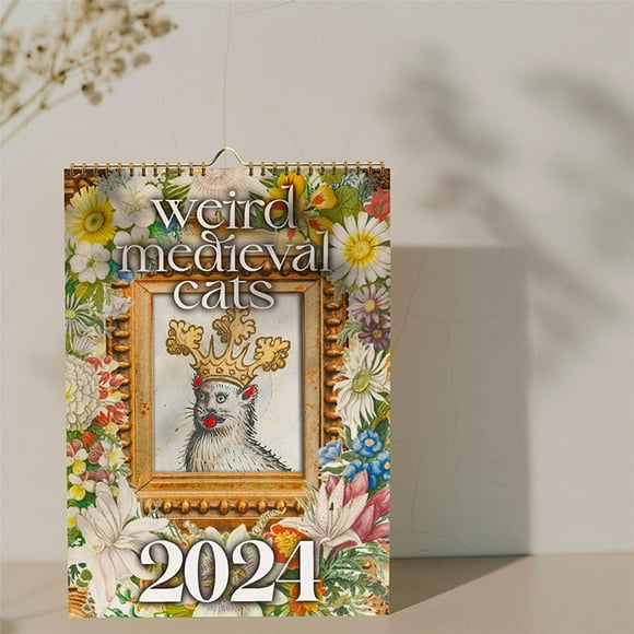 yeacher 2024 Medieval Cat Art Calendar: Unique Blend of History and Feline Charm for Home Decor and Gifting