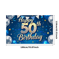 thumbnail image 6 of Blue Background 50th Birthday Party Banner with Glittery Stars Balloons and Streamers Backdrop Decorations for Birthday Party Celebrations Photography Props Decor Party Supplies, 6 of 7
