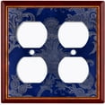 thumbnail image 3 of Metal Light Switch Plate Cover Elegant Blue Floral Damask Maroon Frame FRA037, 3 of 13