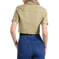 thumbnail image 3 of CHAQUETA DE JEAN CORTA DE MUJER CHIC INSPIRE CON MANGAS CORTAS Y BOTONES TAMAÑO L KHAKI, 3 of 6