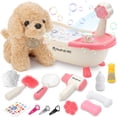 thumbnail image 1 of Juego de juguetes de baño para perros DeAo, 15 piezas con bañera rociadora de agua real, 1 of 7