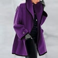 thumbnail image 5 of UJNDER Women's Fashion Winter Long Sleeve Open Cardigan Casual Wool Coat Trench Jacket Warm Slim Long Overcoat Outwear Double Faced Wool Hooded Trench Coat Women Purple L, 5 of 5