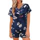 thumbnail image 2 of Gibobby camisón clásico de maternidad Conjunto de pijamas de mujer Ropa de dormir de satén Lencería sexy Camisa con cuello en V Pantalones cortos Ropa de dormir Ropa de casa (Azul, M), 2 of 5