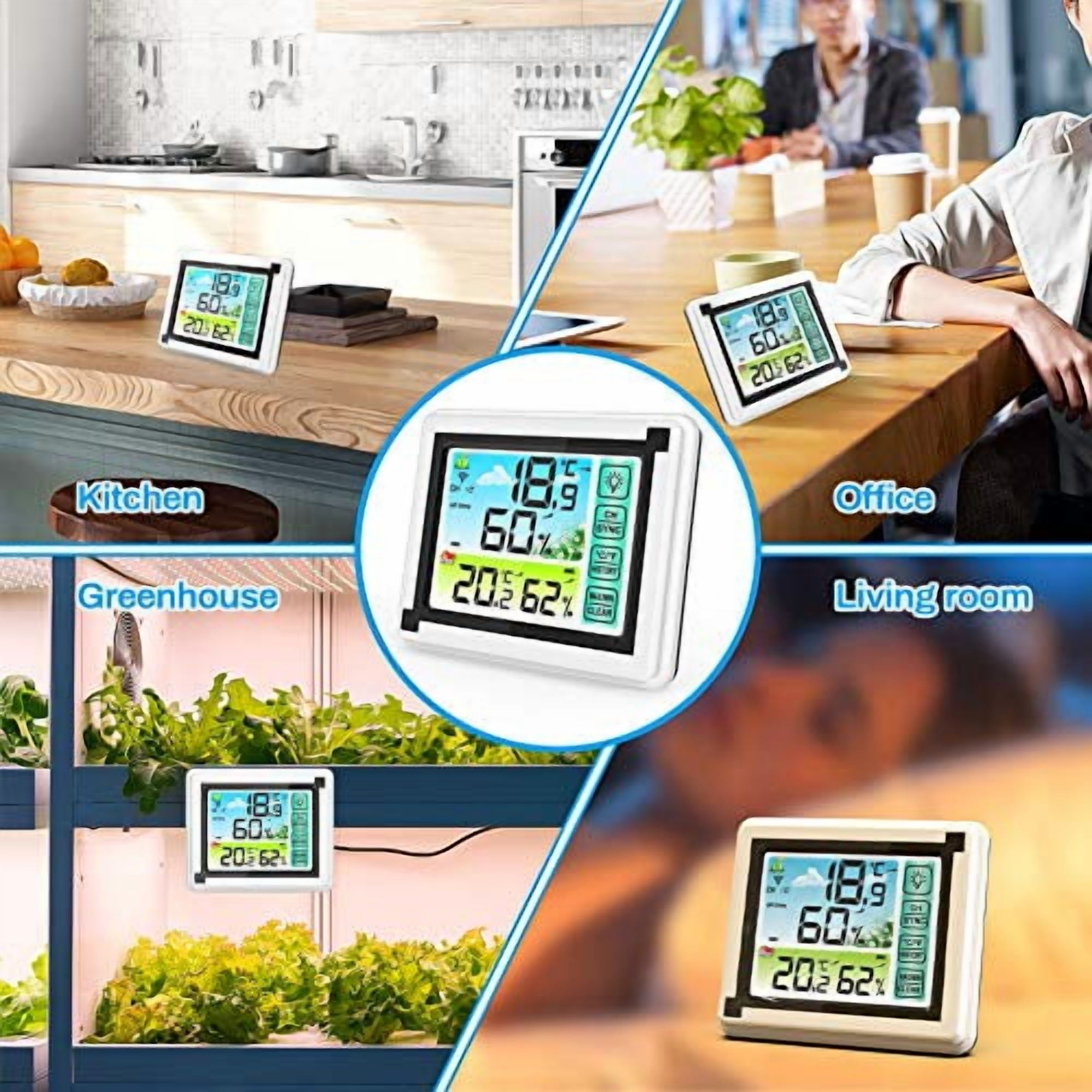 Wireless Weather Station Indoor Outdoor Thermometer with Remote Sensor,Digital Temperature and Humidity Monitor with LCD Backlight,Touchscreen,Min/Max Records for Home,Office,Baby Room