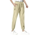thumbnail image 2 of Juslio Girls Pants Casual Solid Summer Spring Middle School Elastic Waist Pant Zipper Khaki, 2 of 5