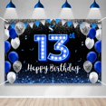 thumbnail image 1 of Banner De Feliz Cumpleaños Número 13 Fondo De Tema Azul Negro Con Luz De Neón Azul Moda Brillante Fiesta De Cumpleaños Foto Fotografía Prop Fondo De Cabina Para Niños Niñas Celebración 70.8X47.2In-Bec, 1 of 5