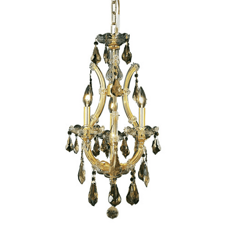 - Pendants Porch 4 Light With Golden Teak (Smoky) Crystal Royal Cut Gold size 12 in 240 Watts - World of Classic
