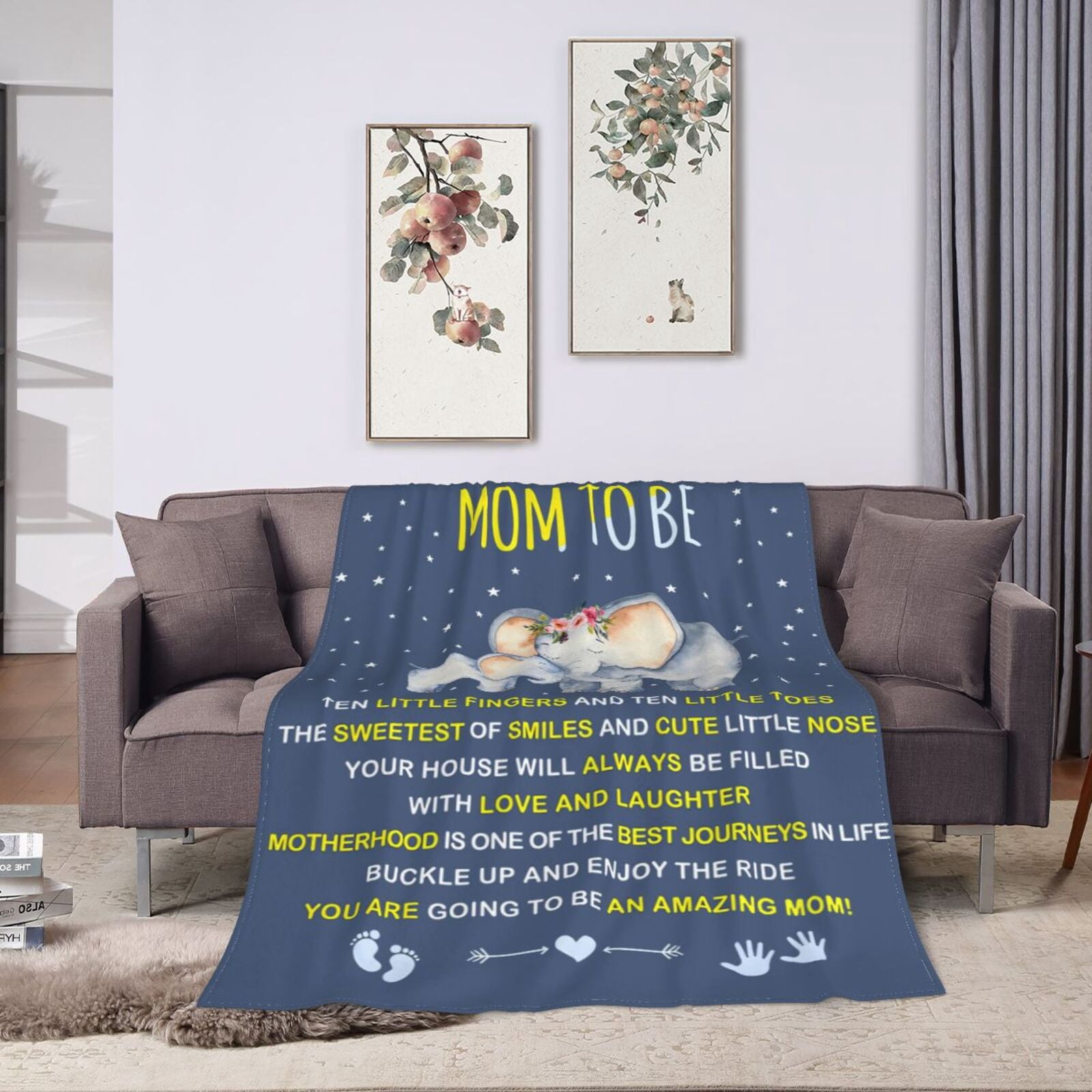 Wijzvio Mom To Be Throw Blanket Soft Fuzzy Fleece Blanket For Couch Bed Living Room Decoration 60"X50"