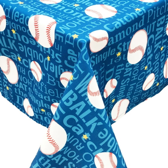 Passion for Baseball Collection 60"x90" Printed Tablecloth with Table Weight Set