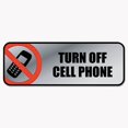 thumbnail image 1 of New - Brushed Metal Office Sign, Turn Off Cell Phone, 9 x 3, Silver/Red by Cosco, 1 of 1