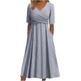 thumbnail image 1 of Robes de Printemps pour Femmes Décontractées Manches 3/4 Longue Robe Évasée Basique Plage Vacances Travail Maxi Robe 2025, 1 of 7