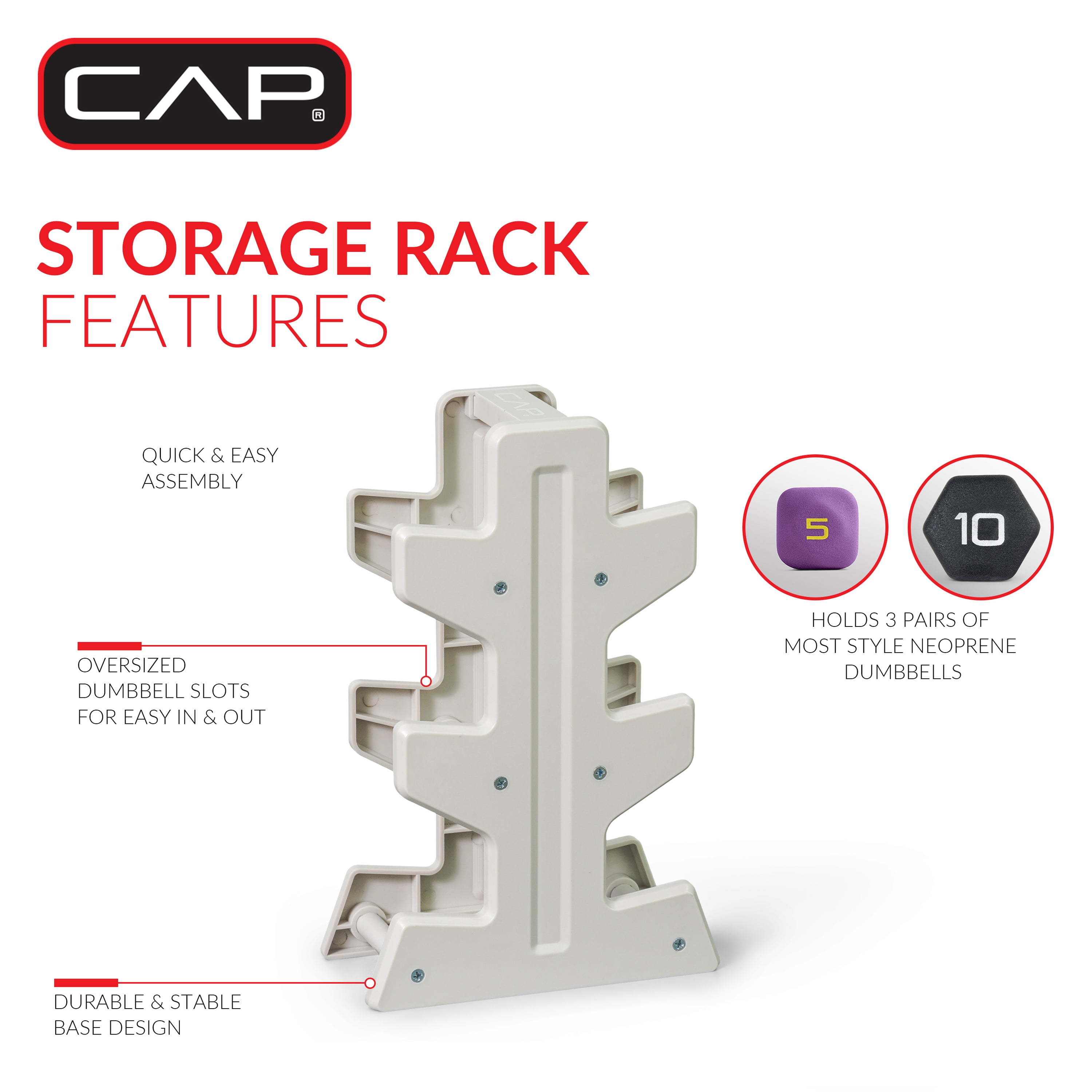 CAP 32 lb Neoprene Zen Dumbbell Set with Rack