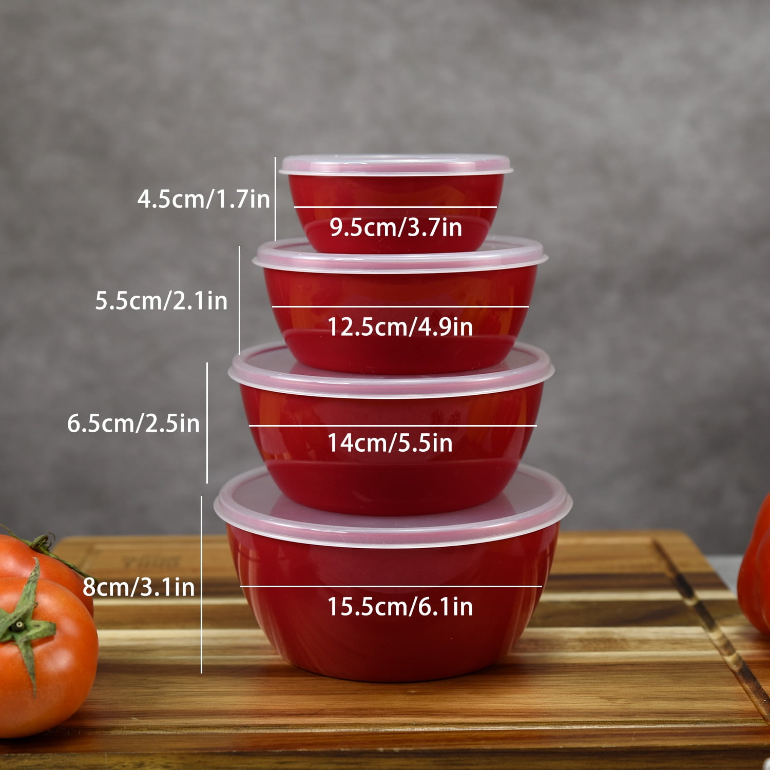 Mixing Bowls with Lids 4 Piece Plastic Nesting Bowls Set includes 4