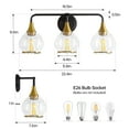 thumbnail image 4 of KAISITE 3-Light Black & Gold Dimmable Vanity Light with Clear Glass Shades, 4 of 9