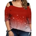 thumbnail image 2 of LilyLLL Womens Floral Print Cold Shoulder Casual Loose Tunic Blouse Tops Plus Size, 2 of 3
