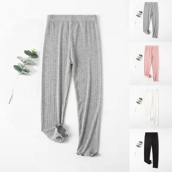 Swuxness Girls Wide Leg Long Leggings Pants Solid Color Fashion Loose Casual Summer Daily