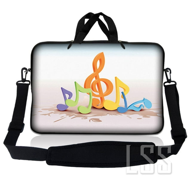 Sac Pochette pour Ordinateur Portable en Néoprène 12 - 13,3 Pouces, Étui de Transport avec Poignée et Bandoulière Ajustable - Notes de Musique