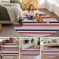 thumbnail image 6 of Red Navy Blue Striped 8' Round Area Rug, Farmhouse Stripes Modern Abstract Art Washable Non-Slip Large Circle Rugs for Living Room Bedroom, Soft Low Pile Rug Carpet for Dining Room Kitchen Farmhouse, 6 of 9