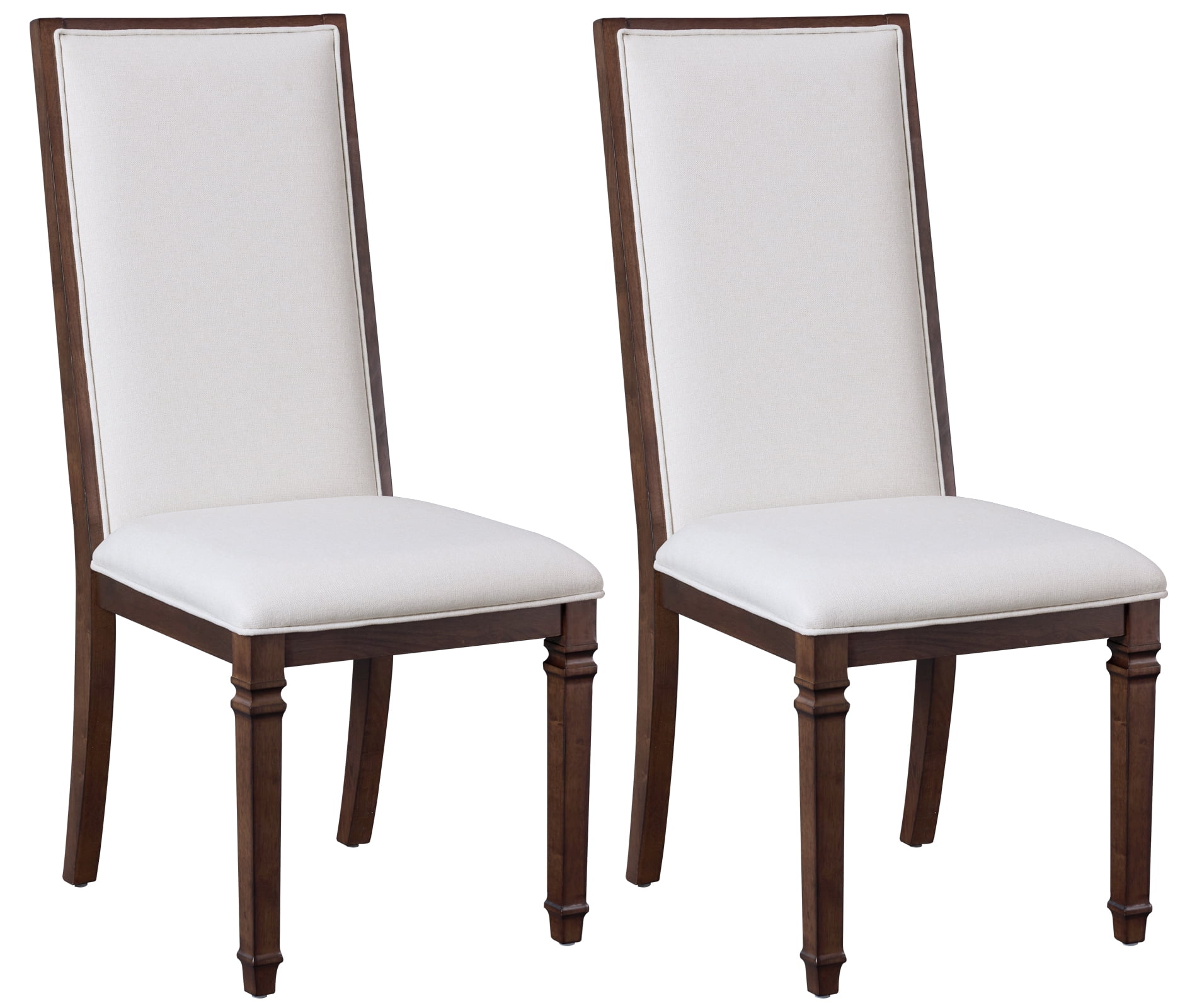 WAMPAT Farmhouse Upholstered Dining Chairs Set of 2,Modern Kitchen Chairs with Fabric Cushion & Solid Back for Dining Room,Living Room,Rustic Brown