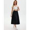 thumbnail image 3 of DARING DIVA Women's Button Down Front Slit A Line Midi Jean Skirts S Black, 3 of 7