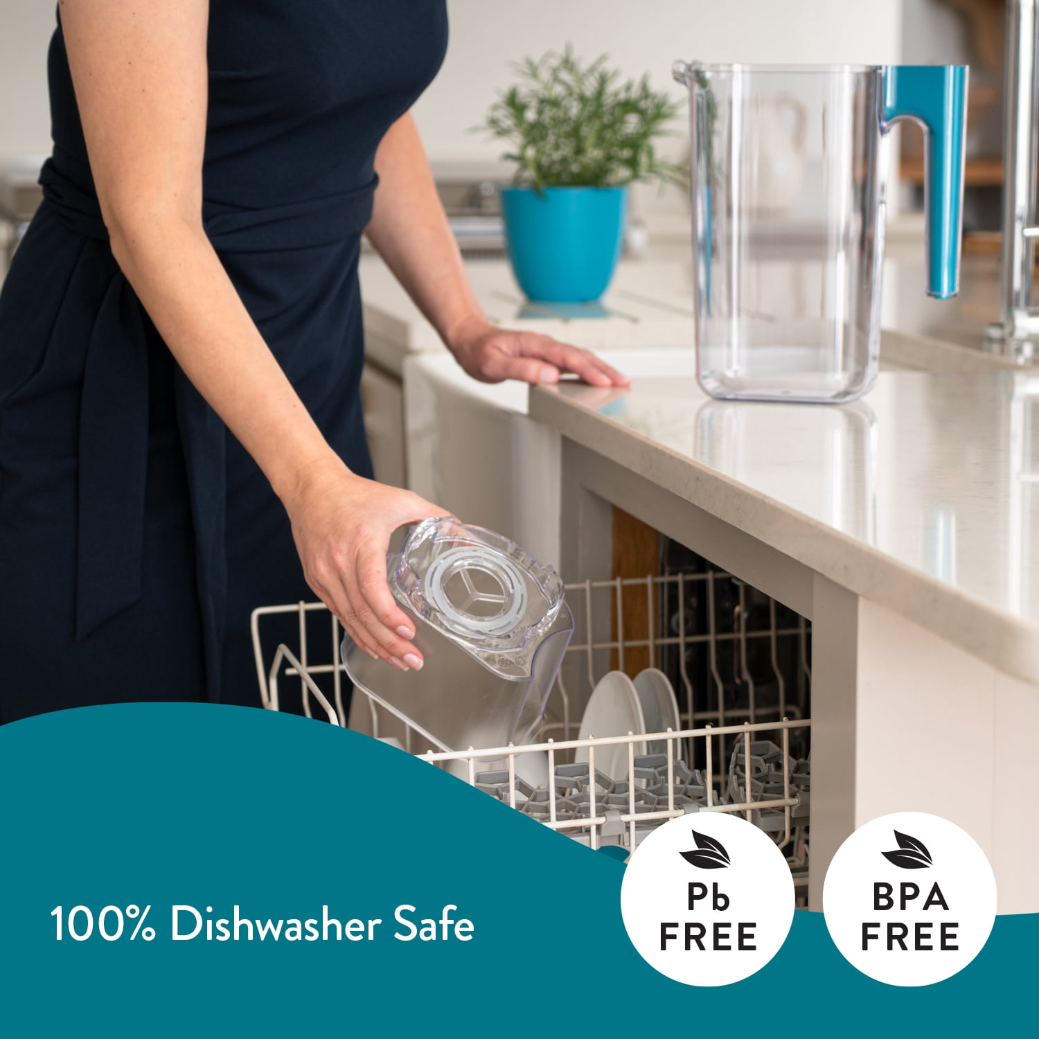 Perfect Pour 6 Cup Water Filter Pitcher by Aqua Optima, Ergonomic ...