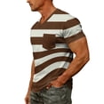 thumbnail image 6 of WAYUTE Mens T Shirts V Neck Short Sleeve Patchwork Color Striped Printed Stretch Fit Tee Tops with Front Pocket Beach Summer Outdoor T Shirt, 6 of 7