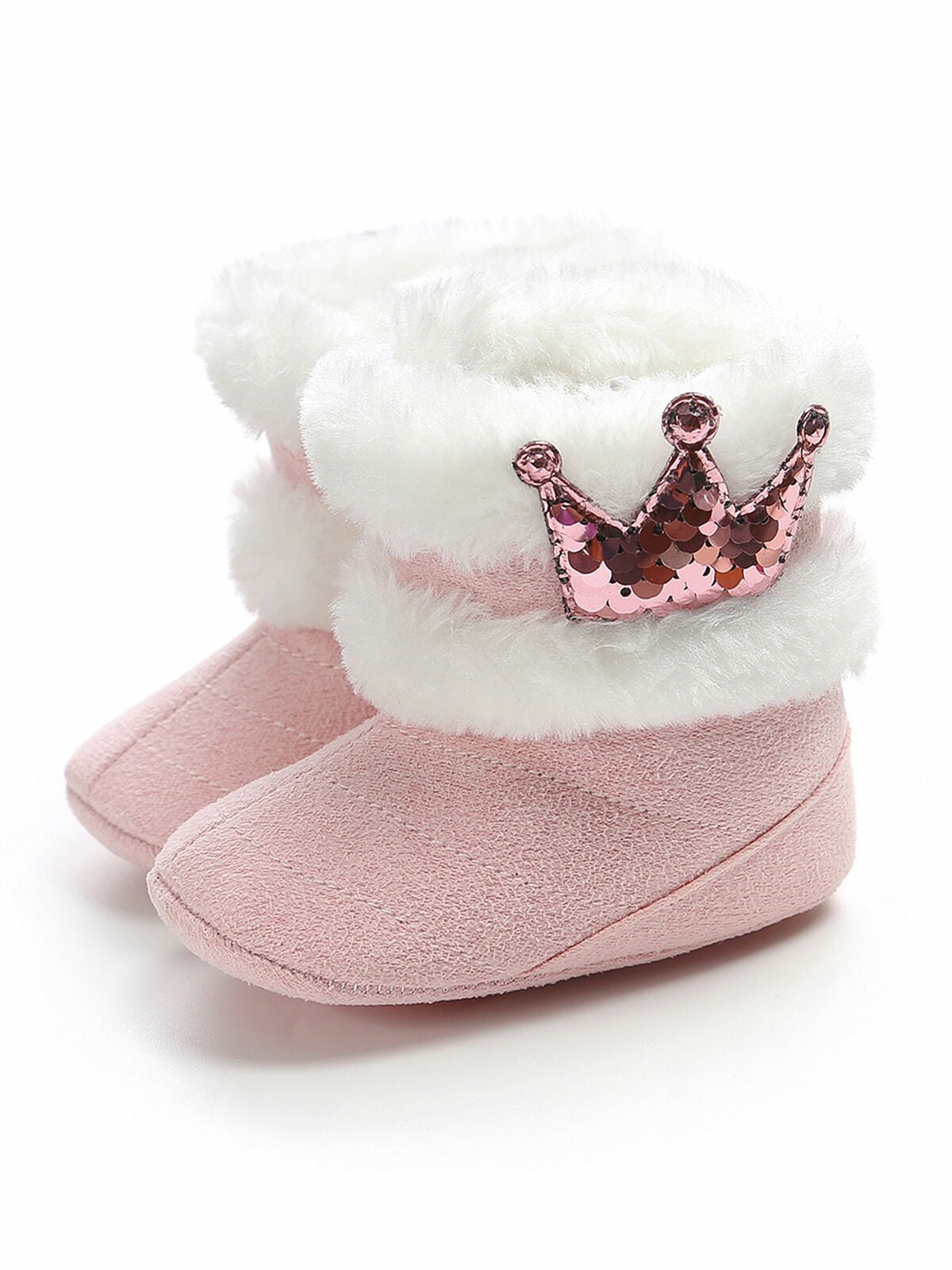 Newborn Infant Baby Girl Soft Fur With Bow Boots shoes warm winter fall snow 