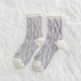 thumbnail image 3 of Yuanlong Womens Socks Winter Block Color Warm Coral Fuzzy Slipper Socks Daily Indoor Comfortable Sleeping Socks One Size, 3 of 7