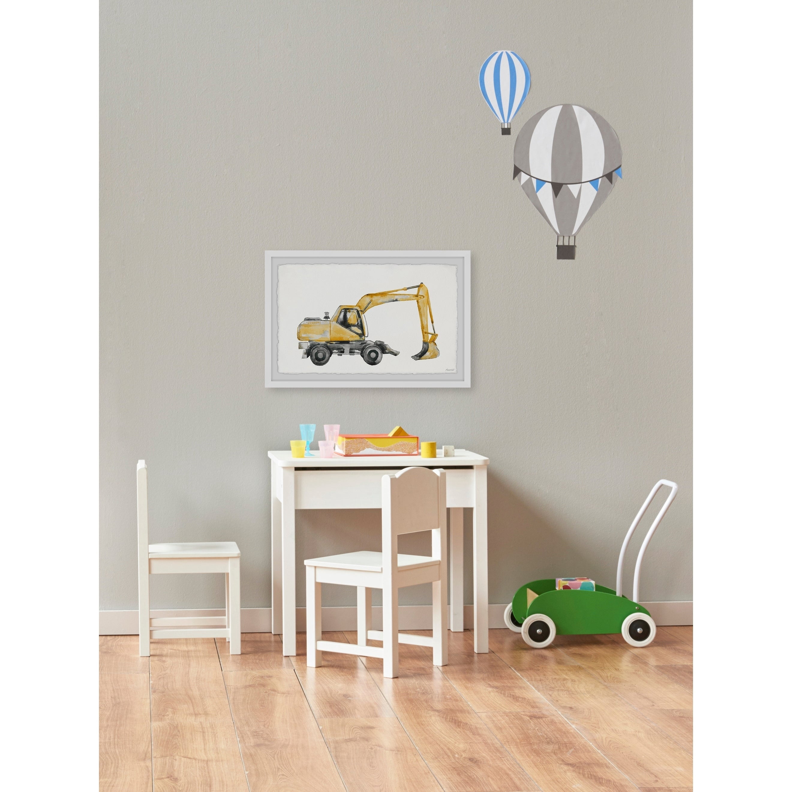 Marmont Hill Wheeled Excavator Framed Wall Art, 12" x 18"