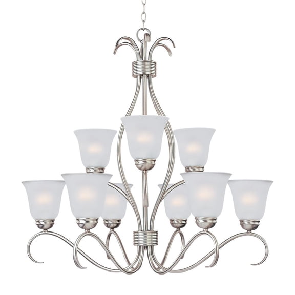 10128FTSN Maxim Lighting Basix-9 Light 2-Tier Chandelier in Contemporary style-32 Inches wide by 32.75 inches high -Traditional Installation