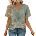 thumbnail image 2 of Green Women's Short Sleeve T-shirt, Womens Tops Summer Short Sleeve V Neck Blouses Business Casual Loose Fit Tshirts Trendy Fashion Outfits,Women's Short sleeve T-shirt M, 2 of 3