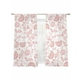 thumbnail image 6 of Coral Red Farmhouse Sheer Curtains for Living Room Bedroom Floral Floral Plant Leaf Vintage Spring Sheer Curtains 72 Inch Long 2 Panels Set Light Filtering Curtain Window Treatments Drapes, 6 of 6