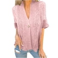 thumbnail image 2 of Drovellove Plus Size Women's V Neck Knit Cardigan with Button Front and Hollow Details - Casual Long Sleeve Open Front Sweater for Spring and Summer, 2 of 7