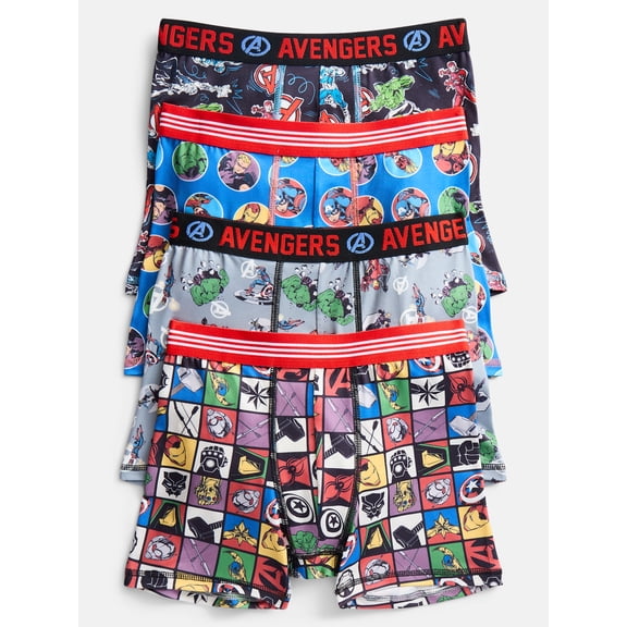 Marvel Avengers Boys Boxer Brief Underwear, 4-Pack, Sizes XS-XL